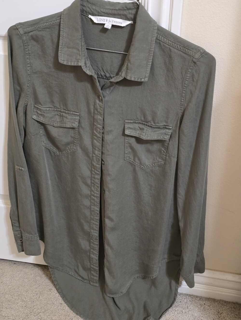 Versona Olive Green Lightweight Utility Shirt Jacket